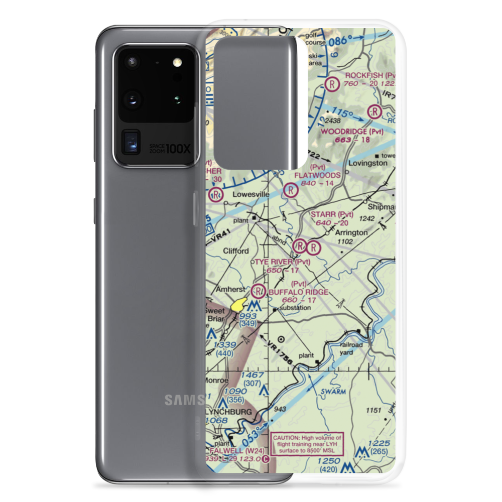 Tye River Airport (1VA3) VFR Sectional Samsung Case Samsung Galaxy S20 Ultra model shown