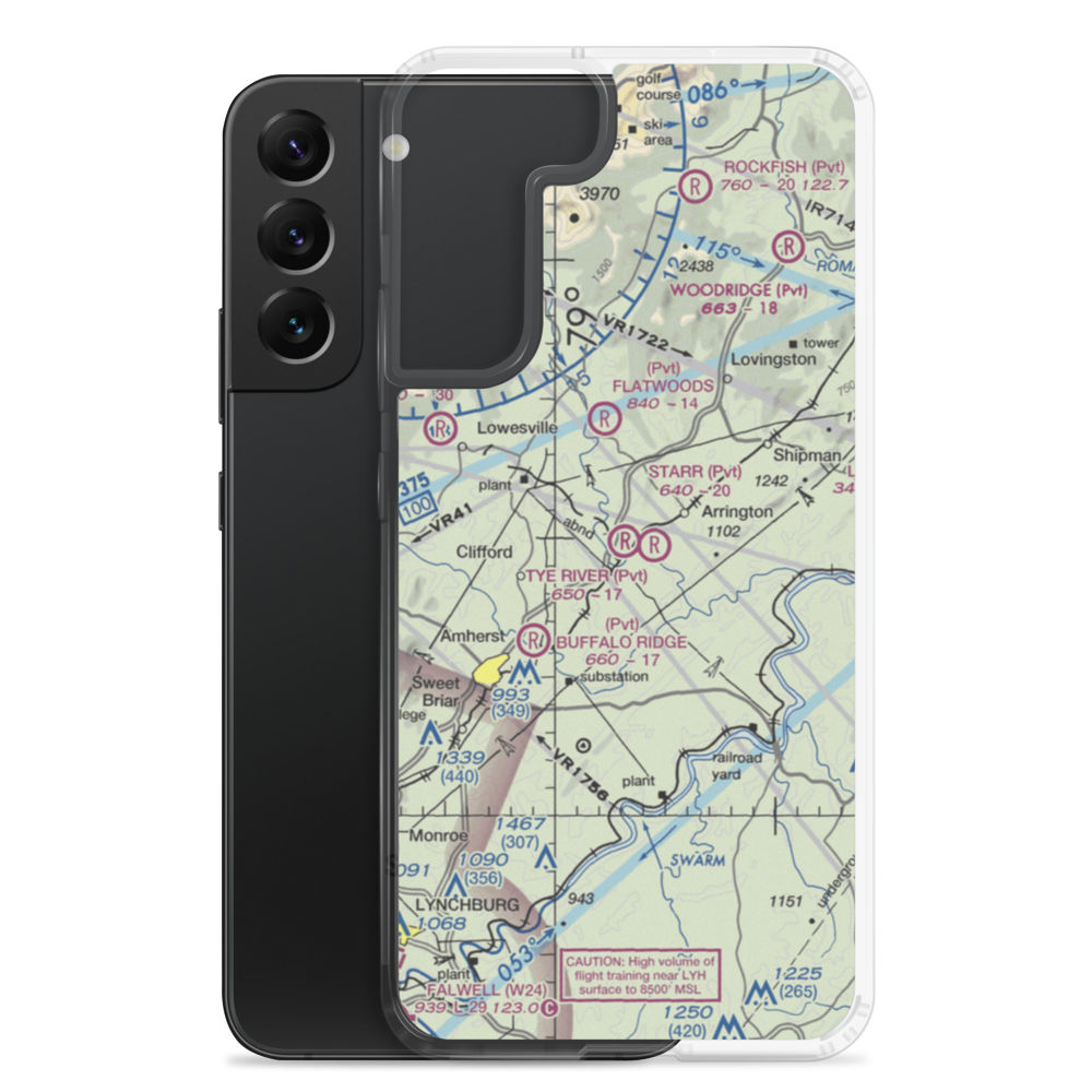 Tye River Airport (1VA3) VFR Sectional Samsung Case Samsung Galaxy S22 Plus model shown
