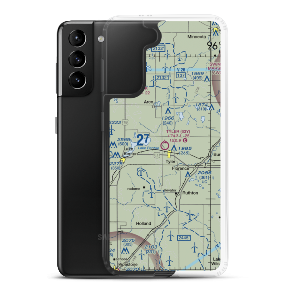Tyler Municipal Airport (63Y) VFR Sectional Samsung Case Samsung Galaxy S21 Plus model shown