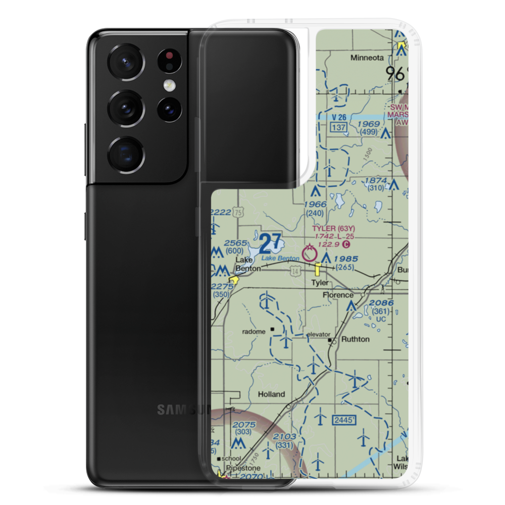 Tyler Municipal Airport (63Y) VFR Sectional Samsung Case Samsung Galaxy S21 Ultra model shown