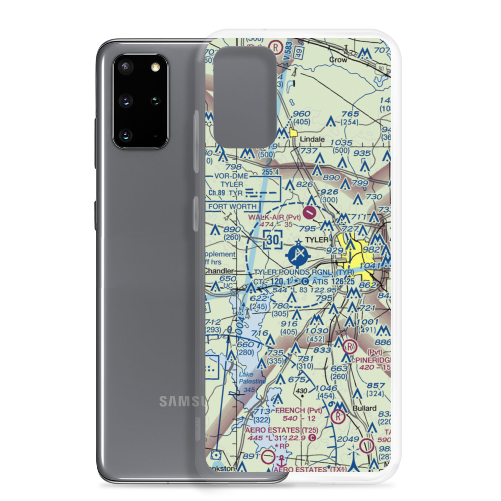 Tyler Pounds Regional Airport (TYR) VFR Sectional Samsung Case Samsung Galaxy S20 Plus model shown