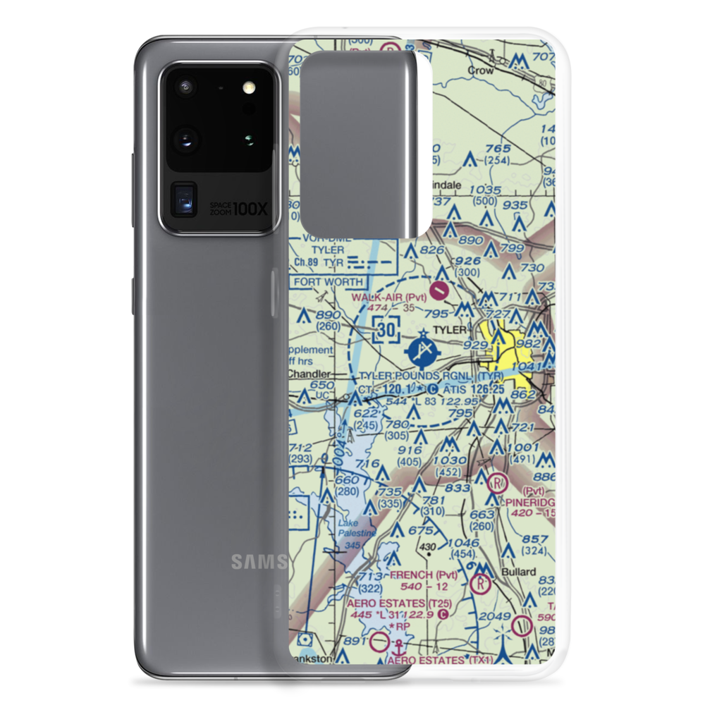 Tyler Pounds Regional Airport (TYR) VFR Sectional Samsung Case Samsung Galaxy S20 Ultra model shown