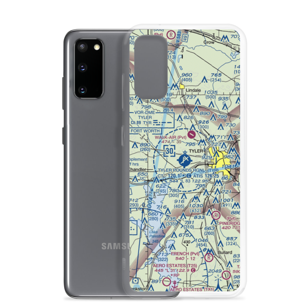 Tyler Pounds Regional Airport (TYR) VFR Sectional Samsung Case Samsung Galaxy S20 model shown