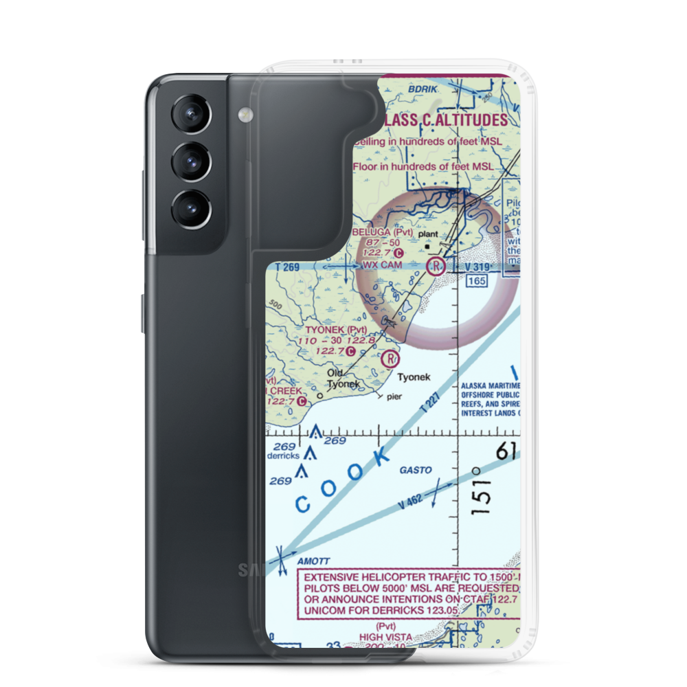 Tyonek Airport (TYE) VFR Sectional Samsung Case Samsung Galaxy S21 model shown