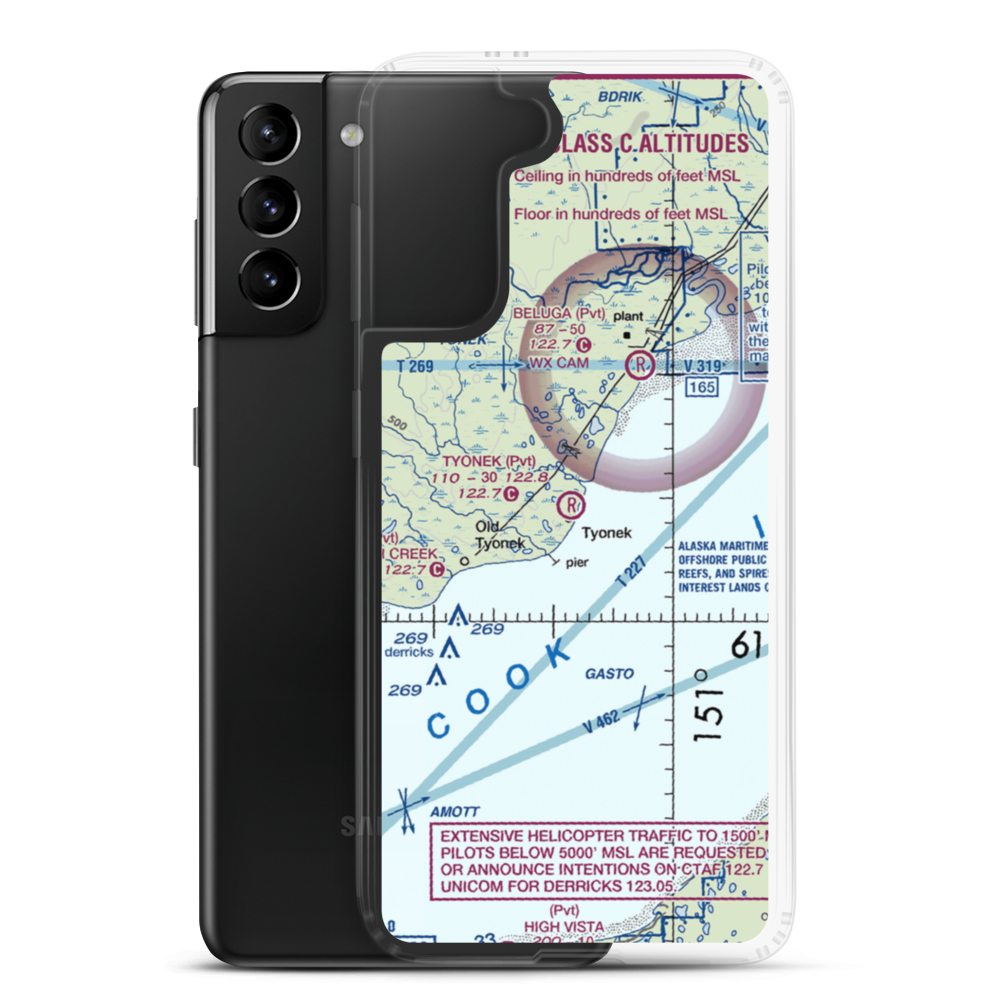 Tyonek Airport (TYE) VFR Sectional Samsung Case Samsung Galaxy S21 Plus model shown