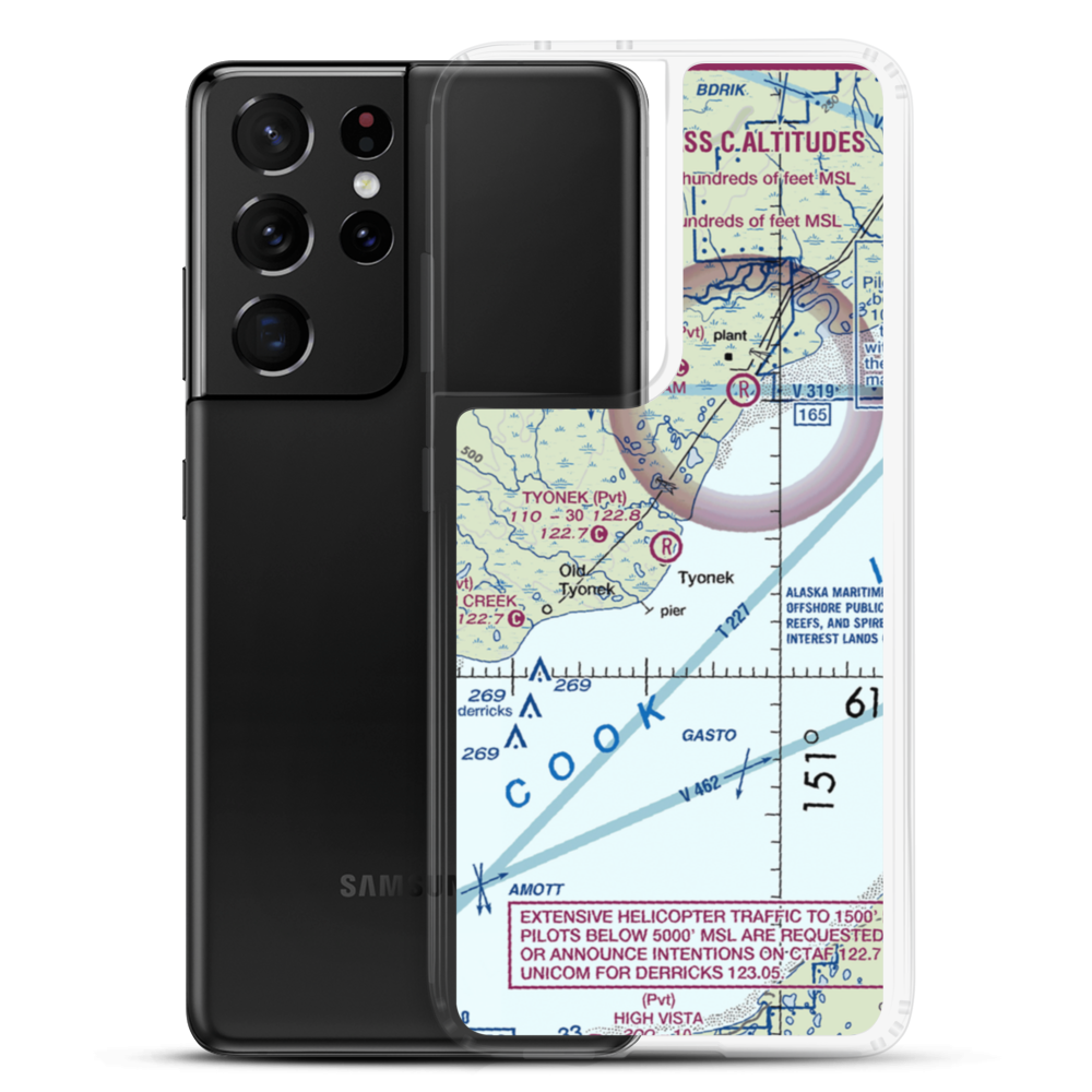 Tyonek Airport (TYE) VFR Sectional Samsung Case Samsung Galaxy S21 Ultra model shown