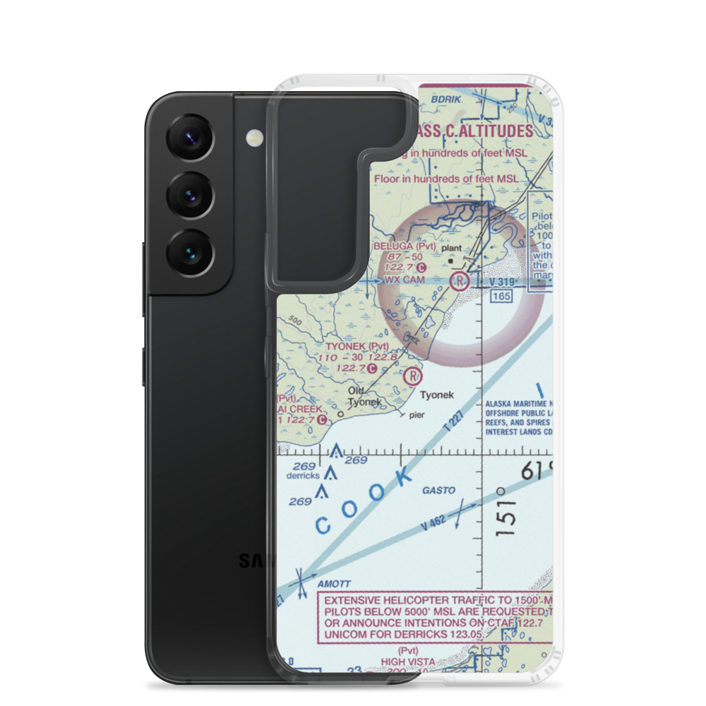 Tyonek Airport (TYE) VFR Sectional Samsung Case Samsung Galaxy S22 model shown