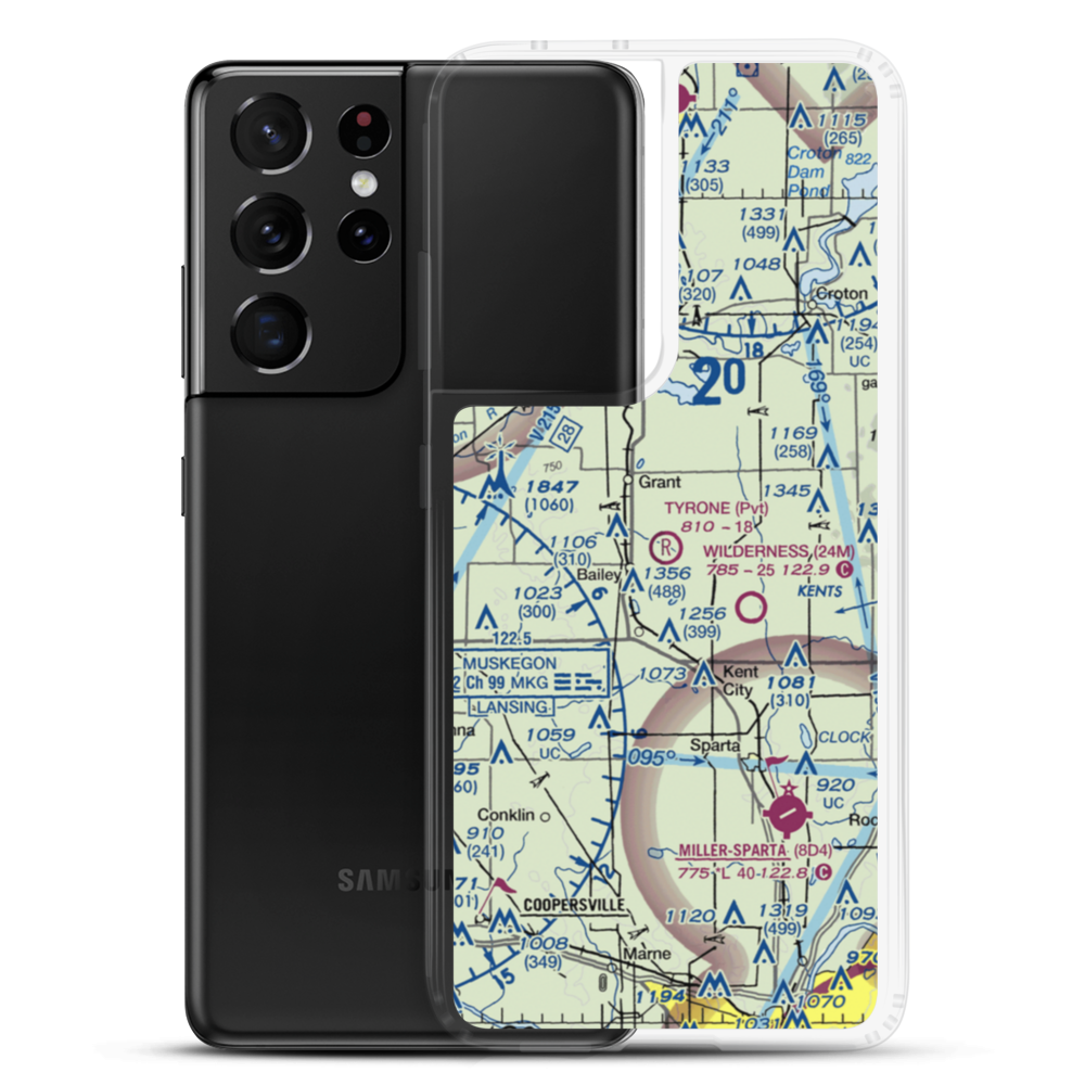 Tyrone Airport (MI67) VFR Sectional Samsung Case Samsung Galaxy S21 Ultra model shown