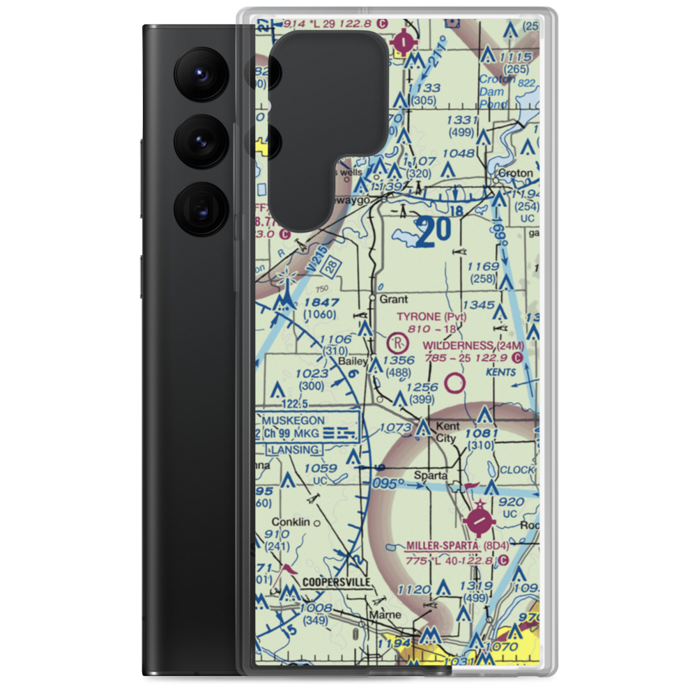 Tyrone Airport (MI67) VFR Sectional Samsung Case Samsung Galaxy S22 Ultra model shown