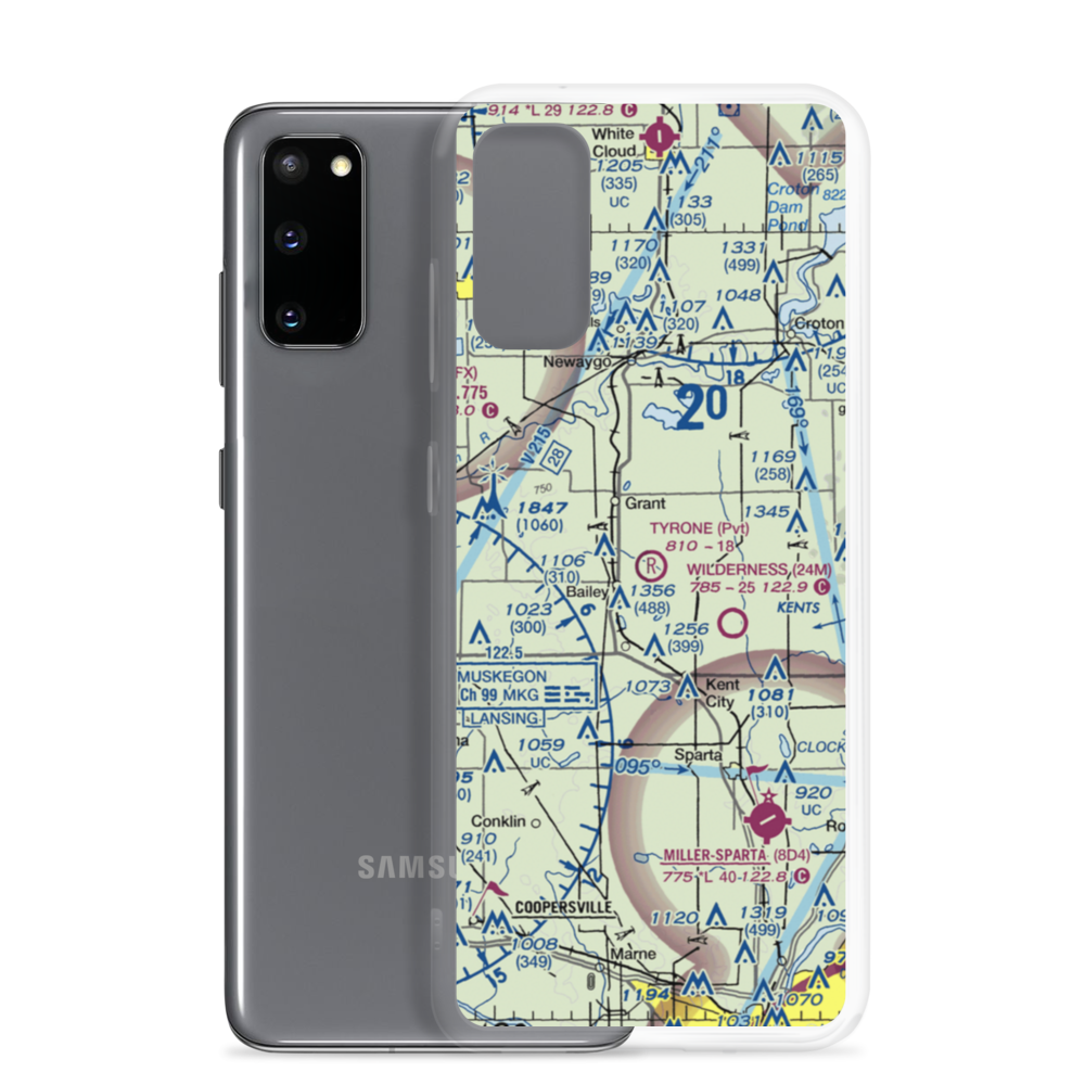 Tyrone Airport (MI67) VFR Sectional Samsung Case Samsung Galaxy S20 model shown