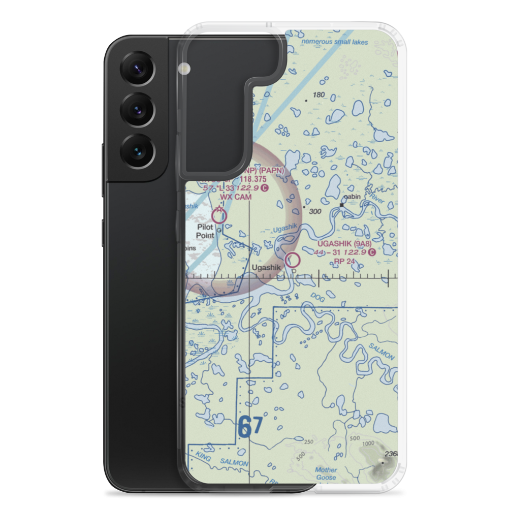 Ugashik Airport (9A8) VFR Sectional Samsung Case Samsung Galaxy S22 Plus model shown