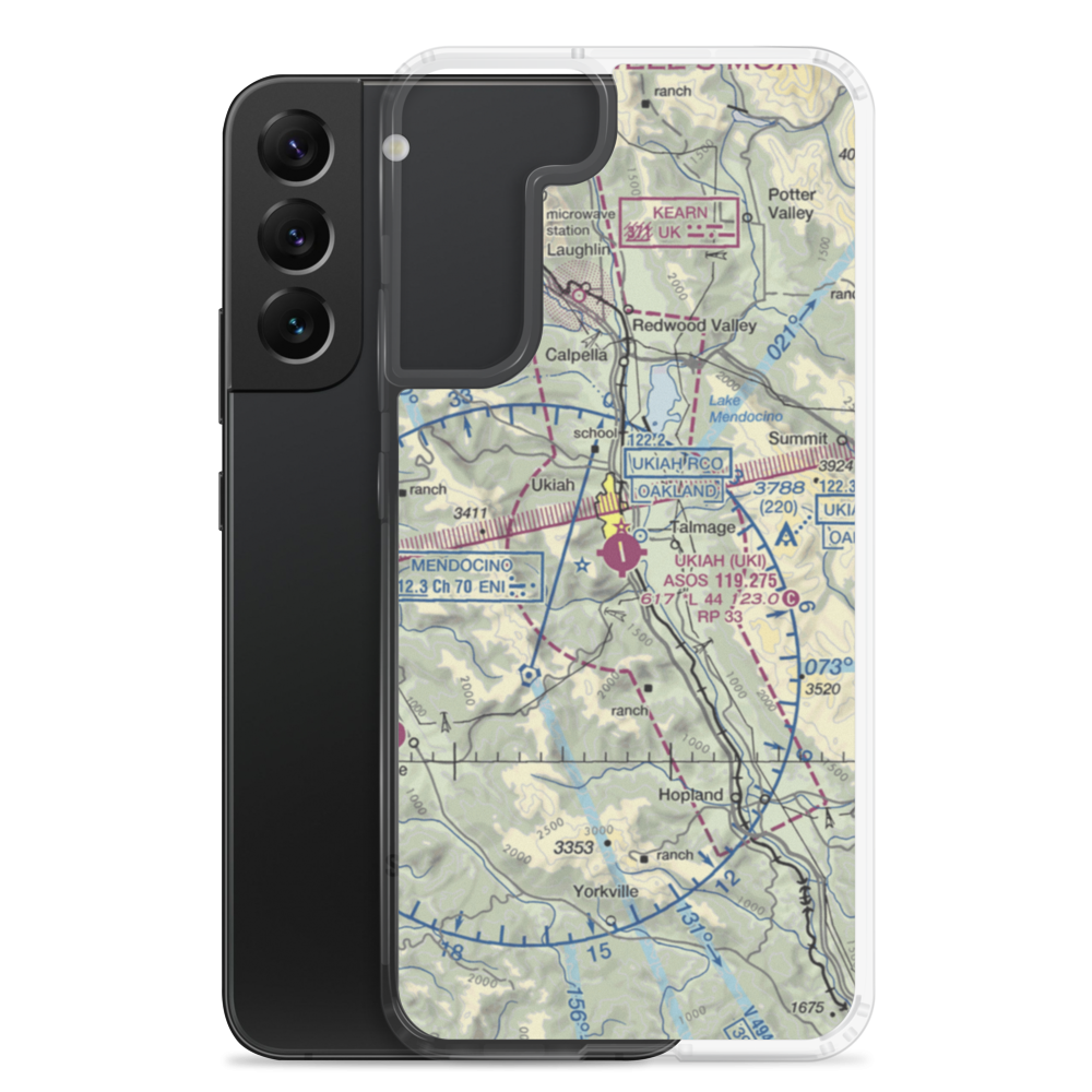 Ukiah Municipal Airport (UKI) VFR Sectional Samsung Case Samsung Galaxy S22 Plus model shown