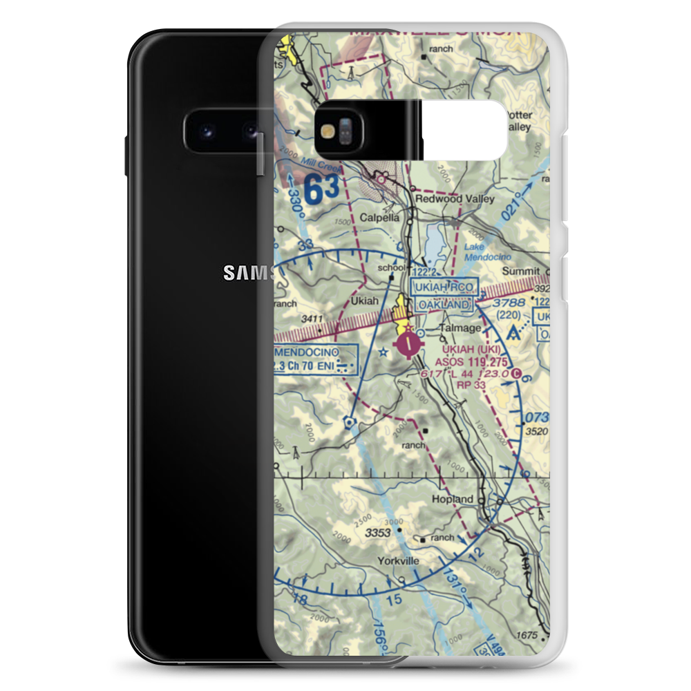 Ukiah Municipal Airport (UKI) VFR Sectional Samsung Case Samsung Galaxy S10+ model shown