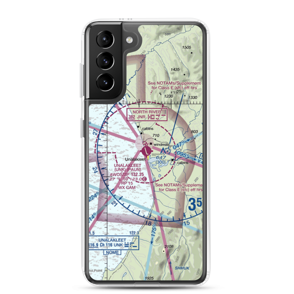 Unalakleet Airport (UNK) VFR Sectional Samsung Case Samsung Galaxy S21 Plus model shown