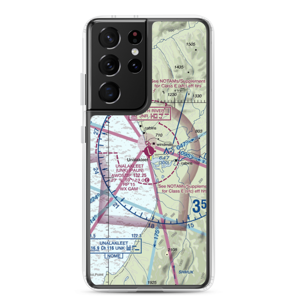 Unalakleet Airport (UNK) VFR Sectional Samsung Case Samsung Galaxy S21 Ultra model shown