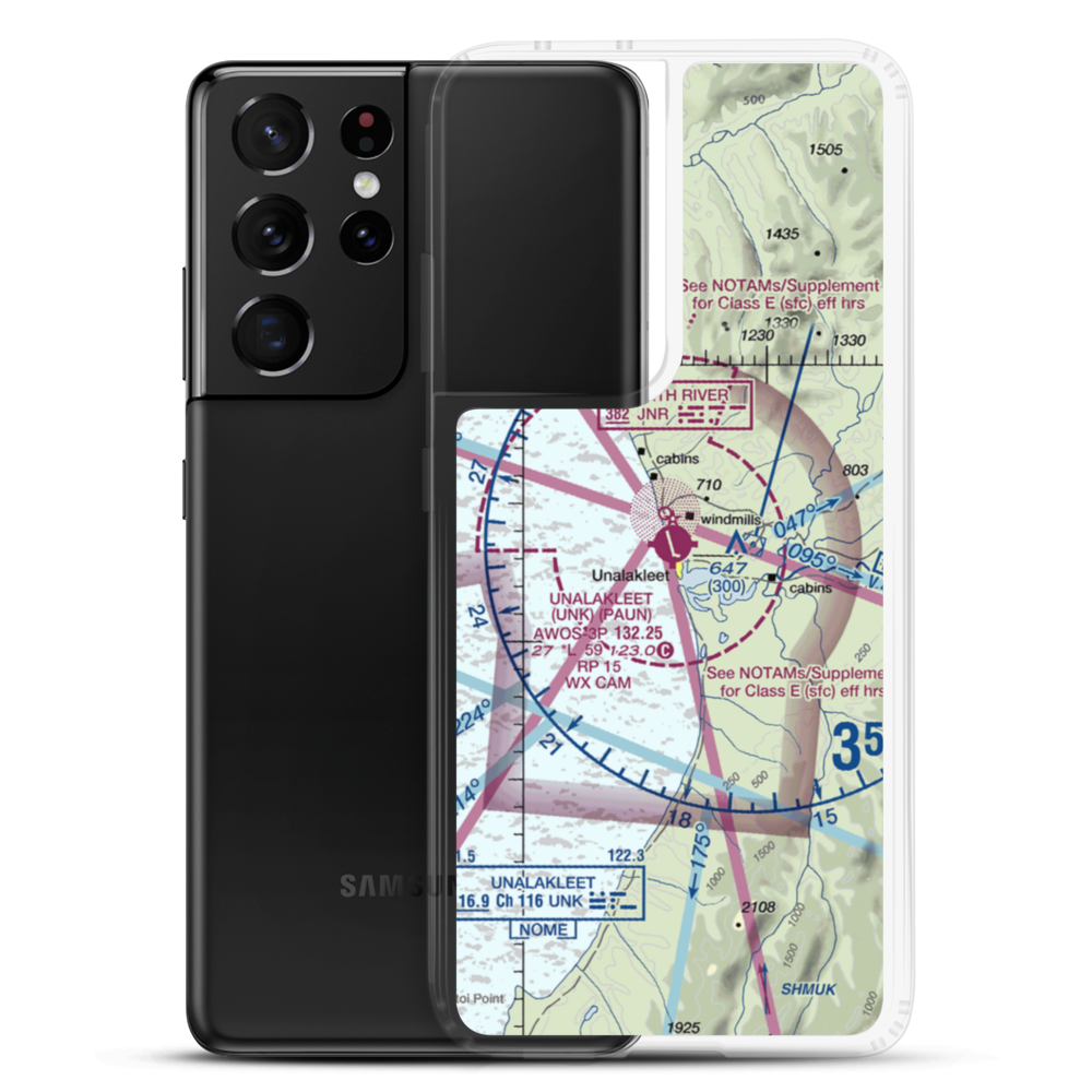 Unalakleet Airport (UNK) VFR Sectional Samsung Case Samsung Galaxy S21 Ultra model shown