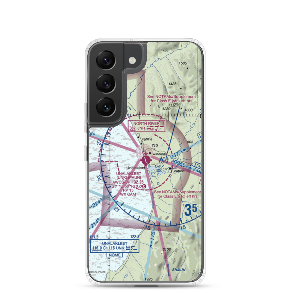 Unalakleet Airport (UNK) VFR Sectional Samsung Case Samsung Galaxy S22 model shown