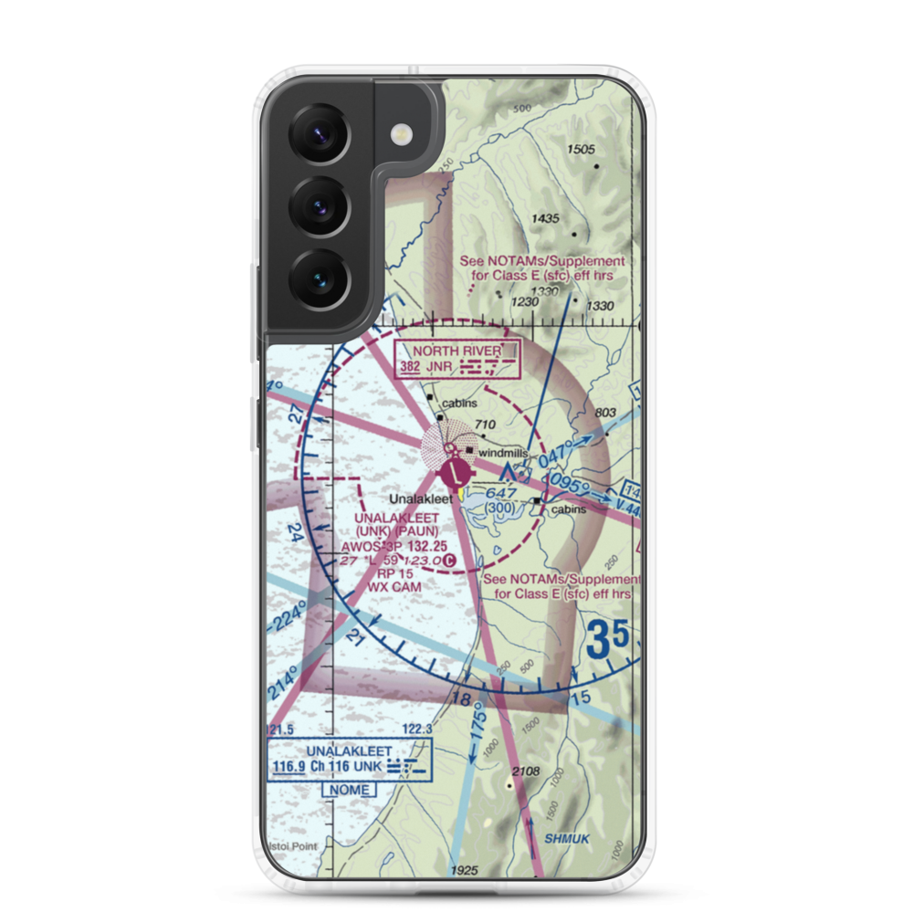 Unalakleet Airport (UNK) VFR Sectional Samsung Case Samsung Galaxy S22 Plus model shown
