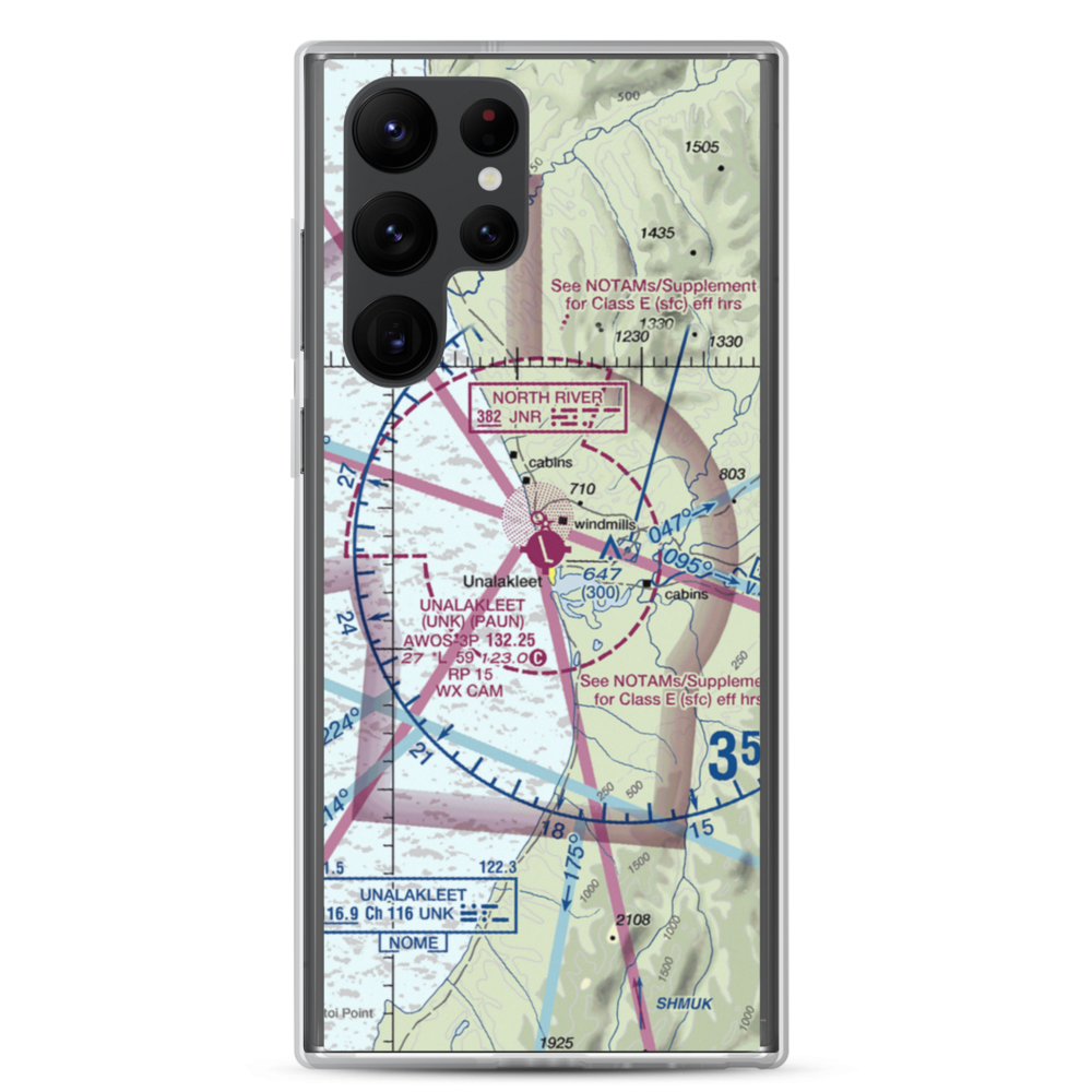 Unalakleet Airport (UNK) VFR Sectional Samsung Case Samsung Galaxy S22 Ultra model shown