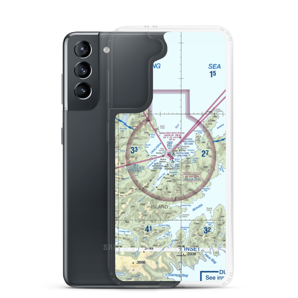 Unalaska Airport (DUT) VFR Sectional Samsung Case Samsung Galaxy S21 model shown