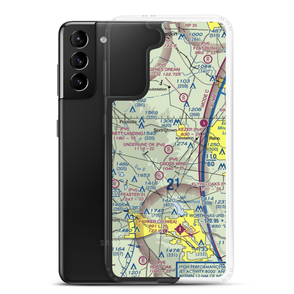 Underline OK Airport (93XS) VFR Sectional Samsung Case Samsung Galaxy S21 Plus model shown