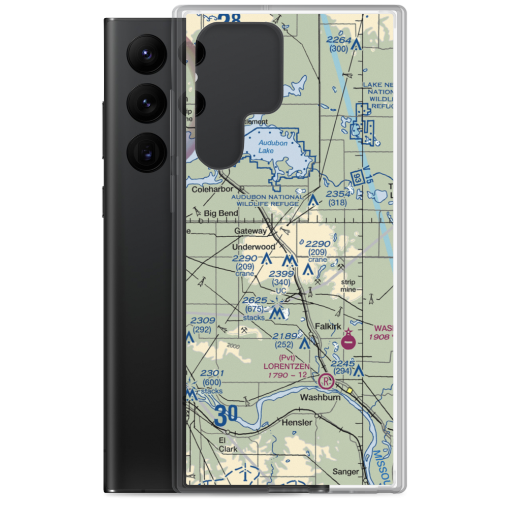 Underwood Airport (ND44) VFR Sectional Samsung Case Samsung Galaxy S22 Ultra model shown