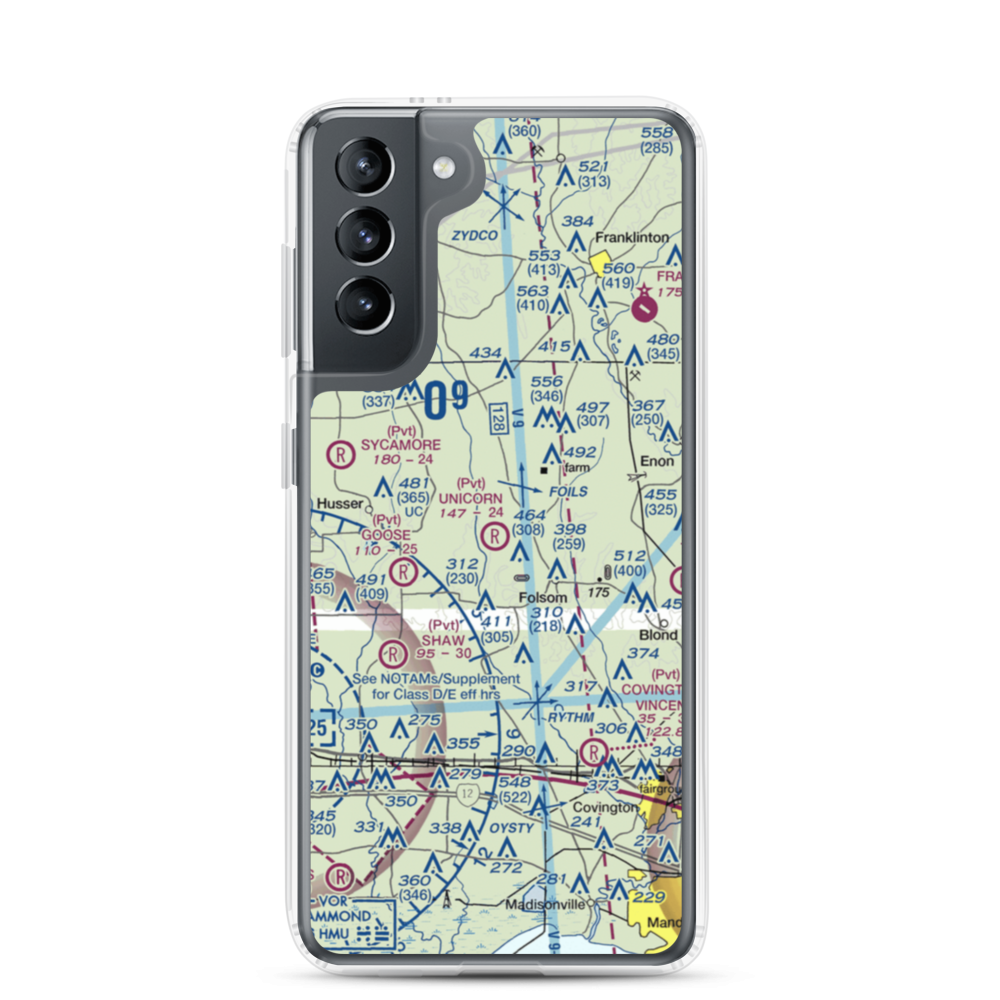 Unicorn Airport (LA26) VFR Sectional Samsung Case Samsung Galaxy S21 model shown