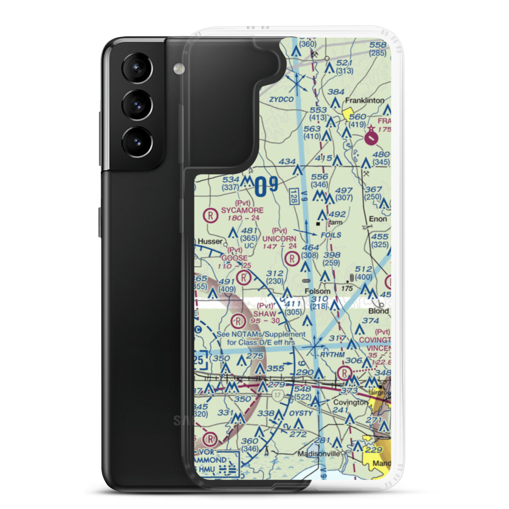 Unicorn Airport (LA26) VFR Sectional Samsung Case Samsung Galaxy S21 Plus model shown