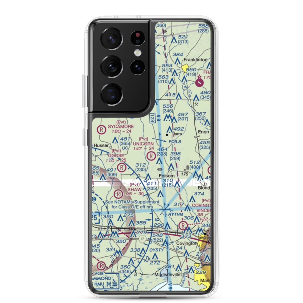 Unicorn Airport (LA26) VFR Sectional Samsung Case Samsung Galaxy S21 Ultra model shown