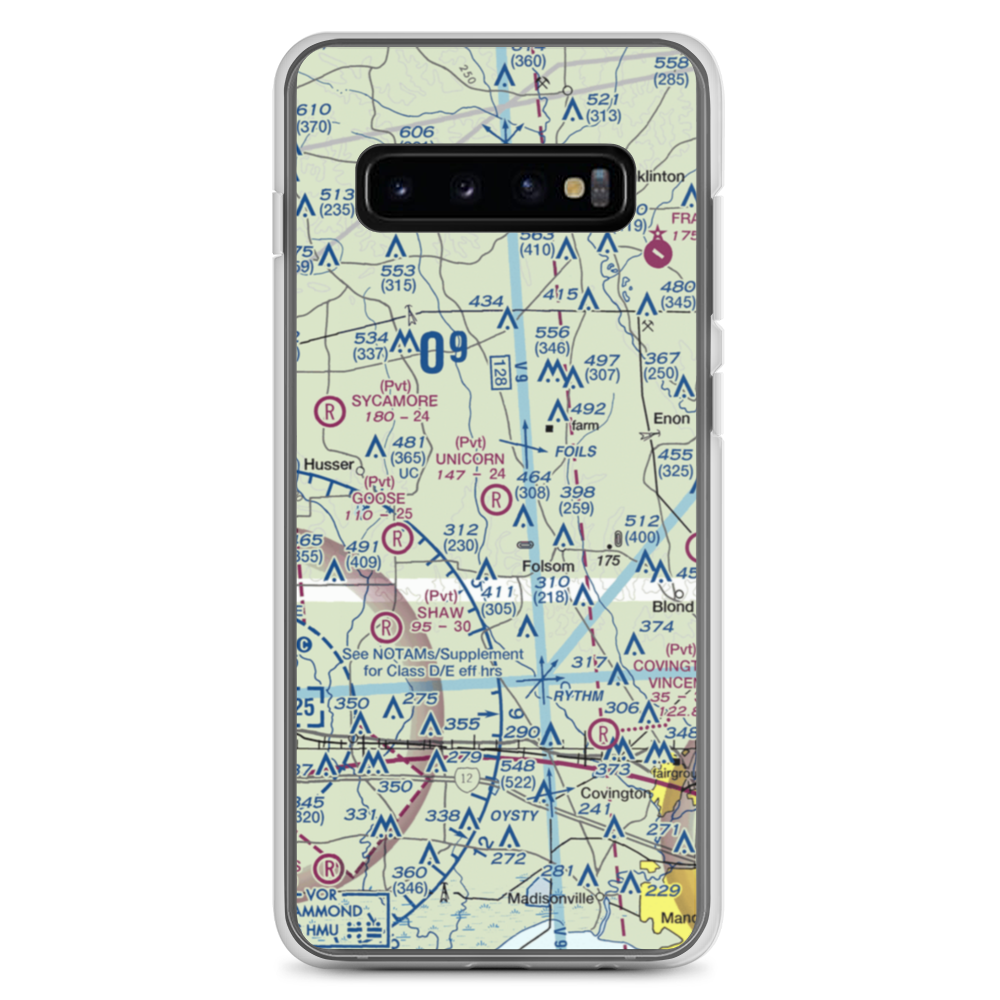 Unicorn Airport (LA26) VFR Sectional Samsung Case Samsung Galaxy S10+ model shown