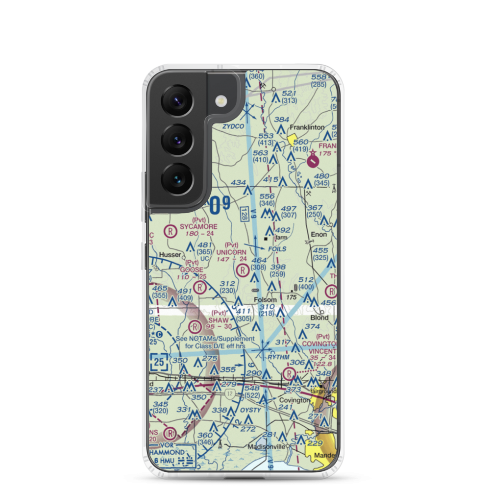 Unicorn Airport (LA26) VFR Sectional Samsung Case Samsung Galaxy S22 model shown