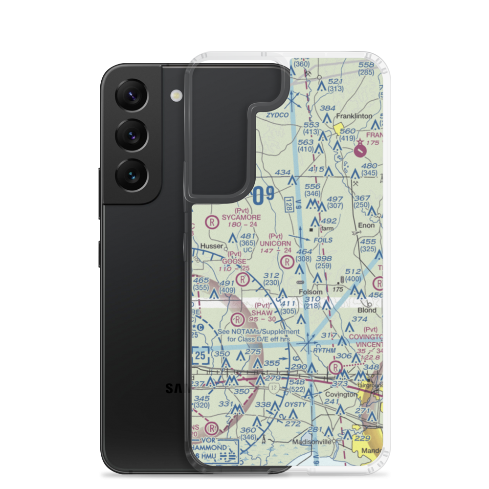 Unicorn Airport (LA26) VFR Sectional Samsung Case Samsung Galaxy S22 model shown