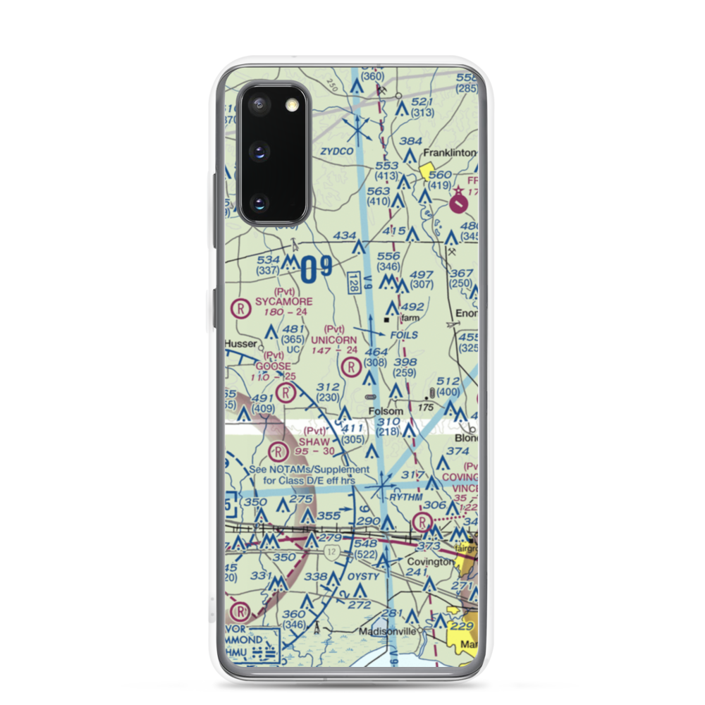 Unicorn Airport (LA26) VFR Sectional Samsung Case Samsung Galaxy S20 model shown