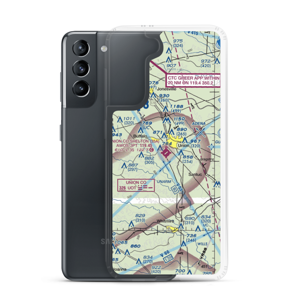 Union County, Troy Shelton Field (35A) VFR Sectional Samsung Case Samsung Galaxy S21 model shown