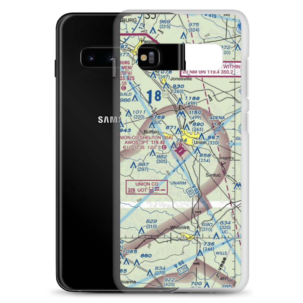 Union County, Troy Shelton Field (35A) VFR Sectional Samsung Case Samsung Galaxy S10+ model shown