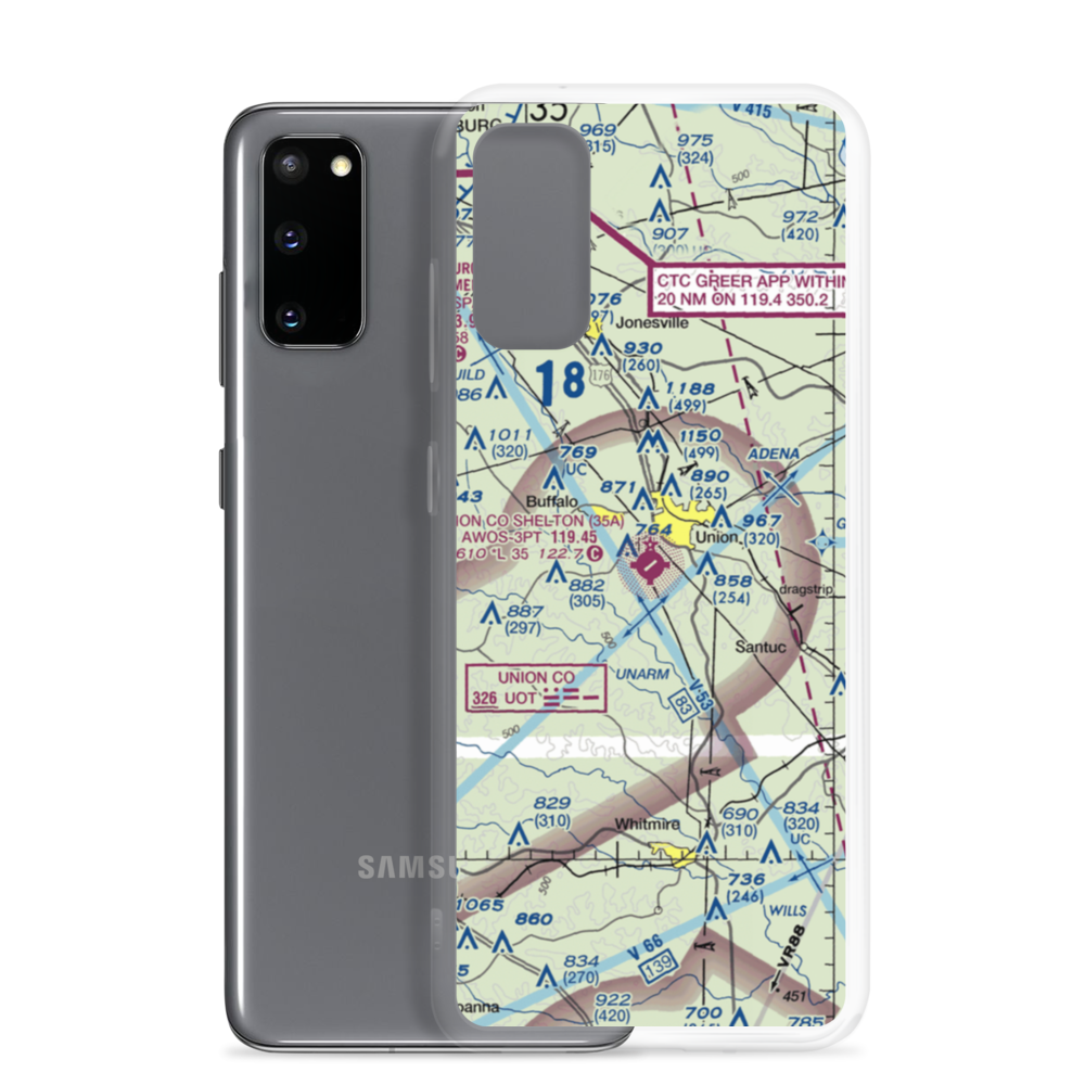 Union County, Troy Shelton Field (35A) VFR Sectional Samsung Case Samsung Galaxy S20 model shown
