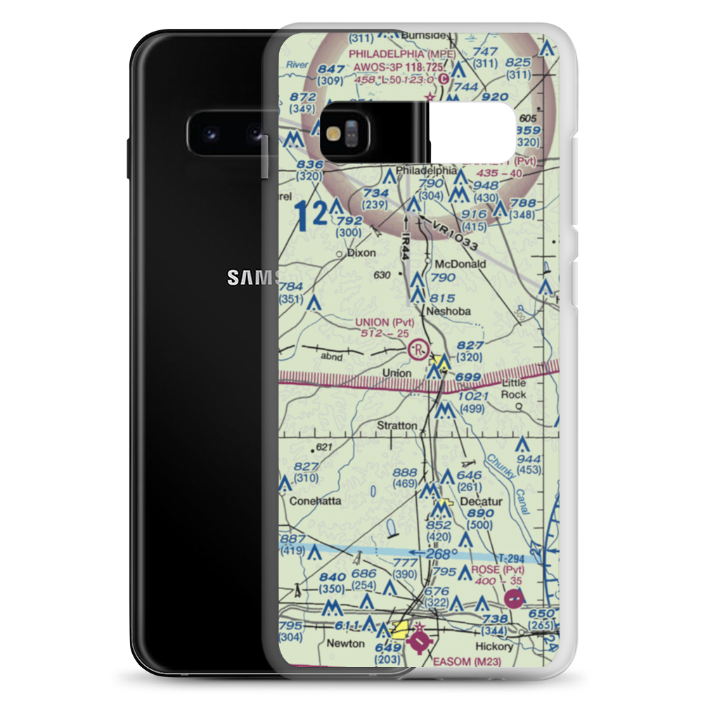 Union Municipal Airport (3MS9) VFR Sectional Samsung Case Samsung Galaxy S10+ model shown
