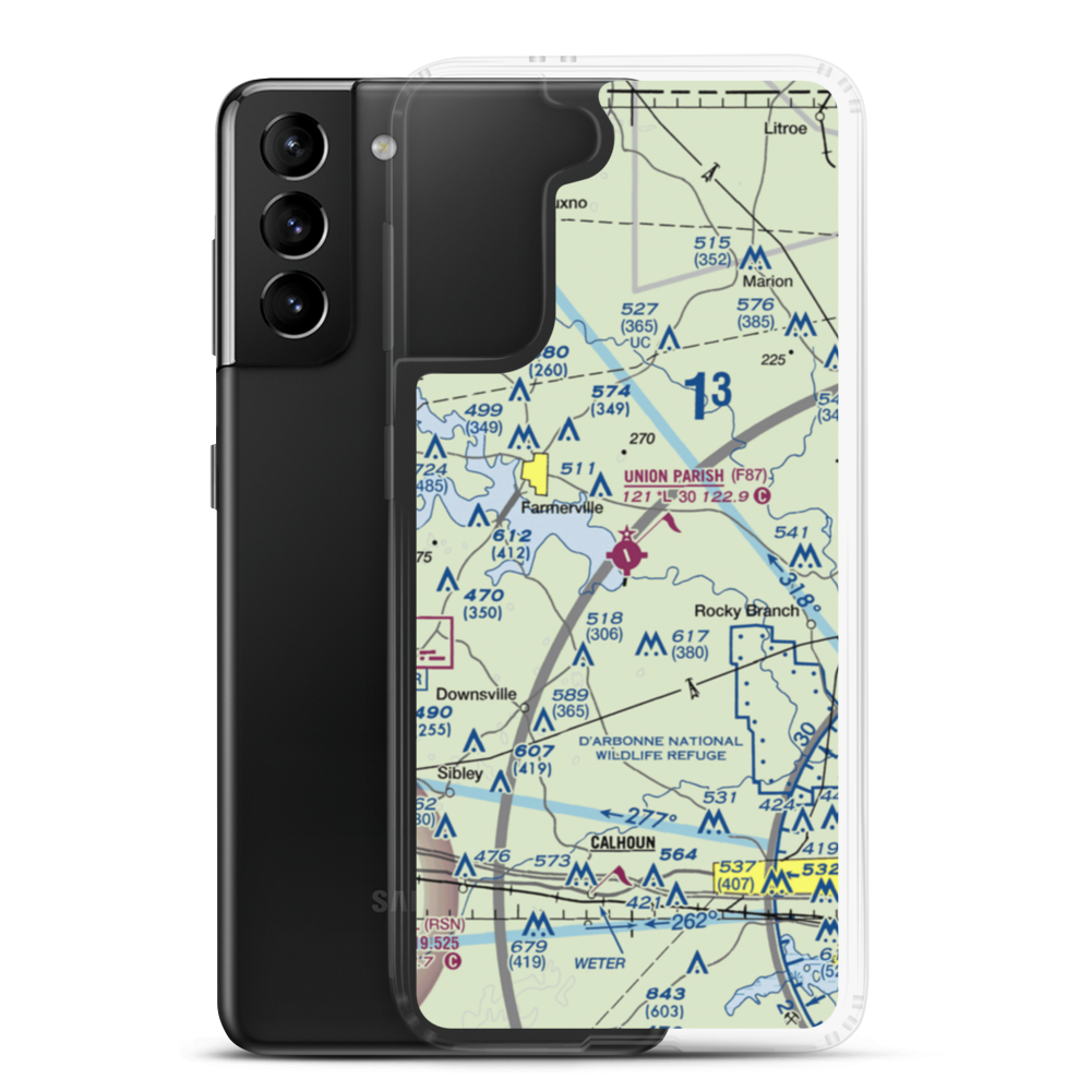 Union Parish Airport (F87) VFR Sectional Samsung Case Samsung Galaxy S21 Plus model shown