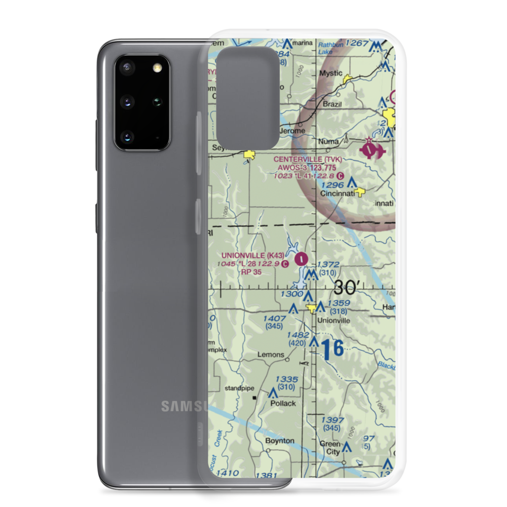 Unionville Municipal Airport (K43) VFR Sectional Samsung Case Samsung Galaxy S20 Plus model shown