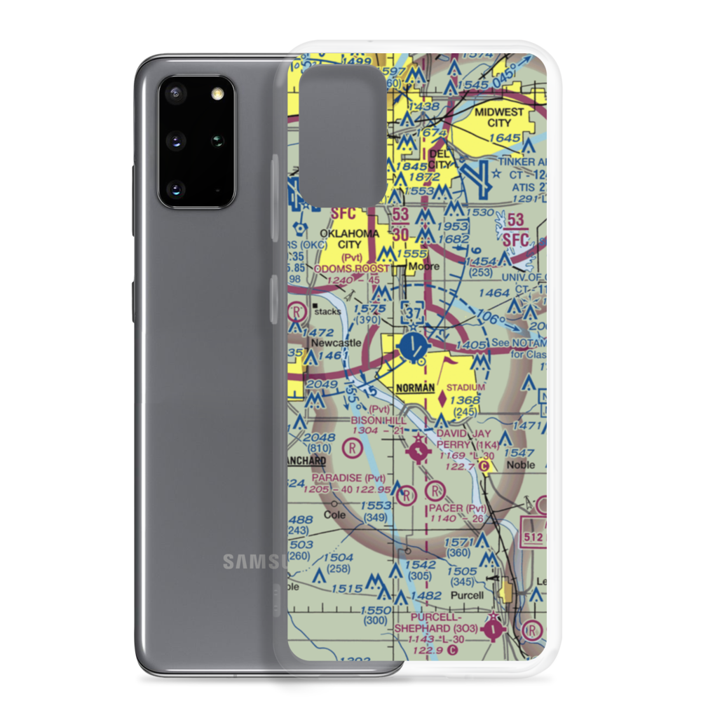 University of Oklahoma Westheimer Airport (OUN) VFR Sectional Samsung Case Samsung Galaxy S20 Plus model shown