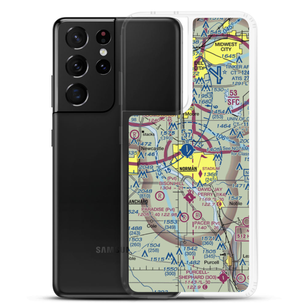 University of Oklahoma Westheimer Airport (OUN) VFR Sectional Samsung Case Samsung Galaxy S21 Ultra model shown