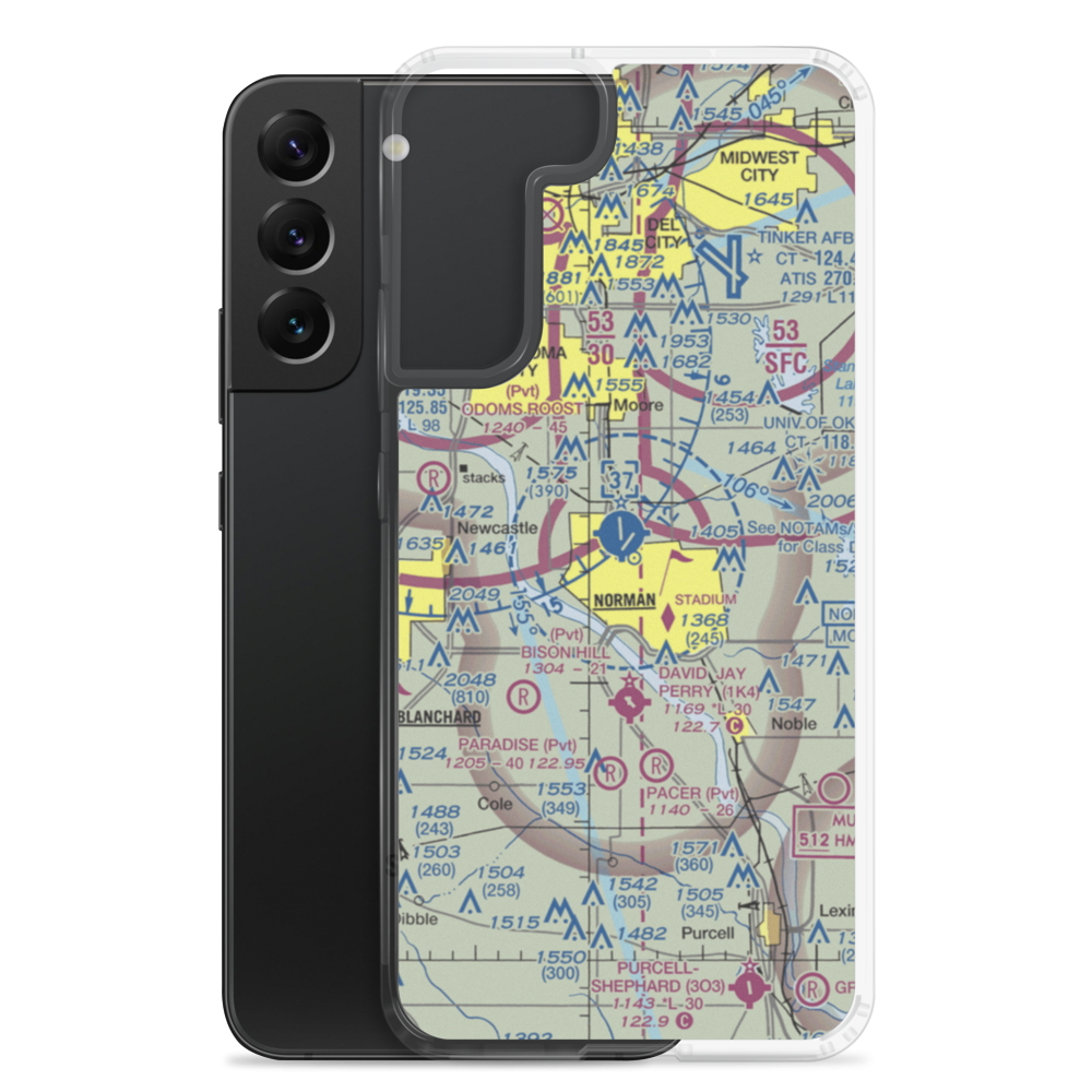 University of Oklahoma Westheimer Airport (OUN) VFR Sectional Samsung Case Samsung Galaxy S22 Plus model shown