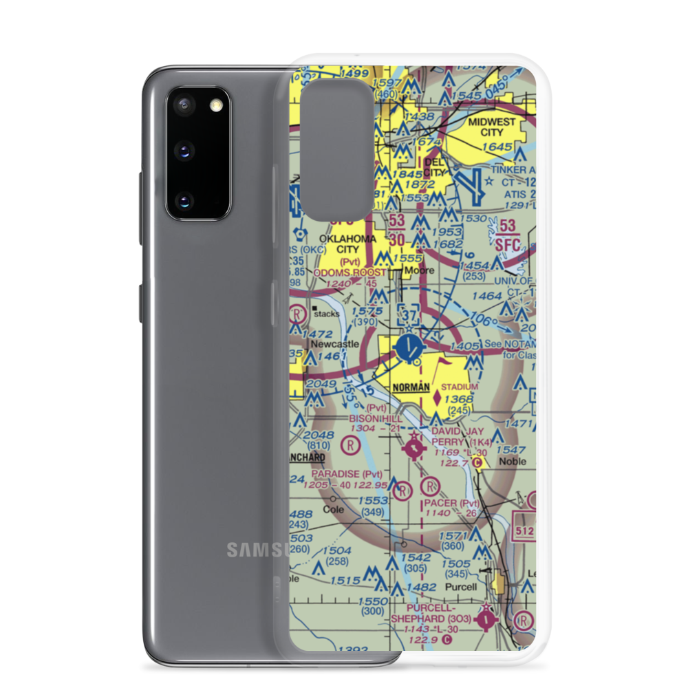 University of Oklahoma Westheimer Airport (OUN) VFR Sectional Samsung Case Samsung Galaxy S20 model shown