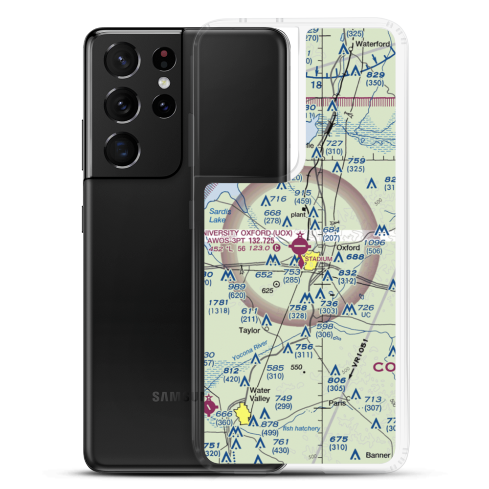 University Oxford Airport (UOX) VFR Sectional Samsung Case Samsung Galaxy S21 Ultra model shown