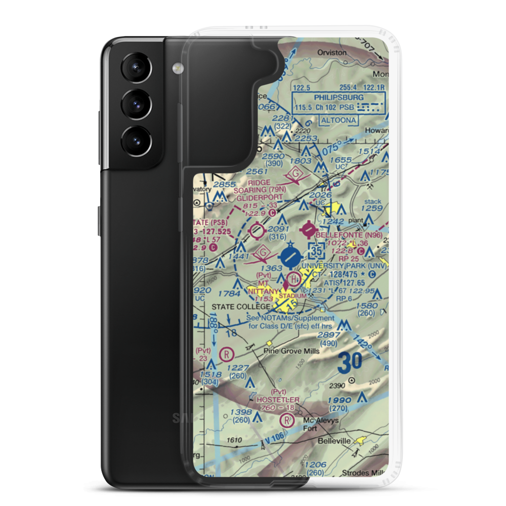 University Park Airport (UNV) VFR Sectional Samsung Case Samsung Galaxy S21 Plus model shown