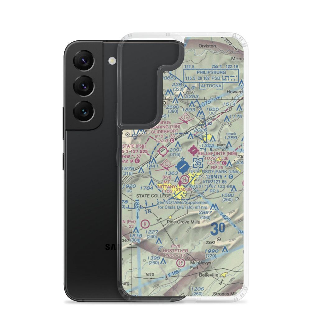 University Park Airport (UNV) VFR Sectional Samsung Case Samsung Galaxy S22 model shown