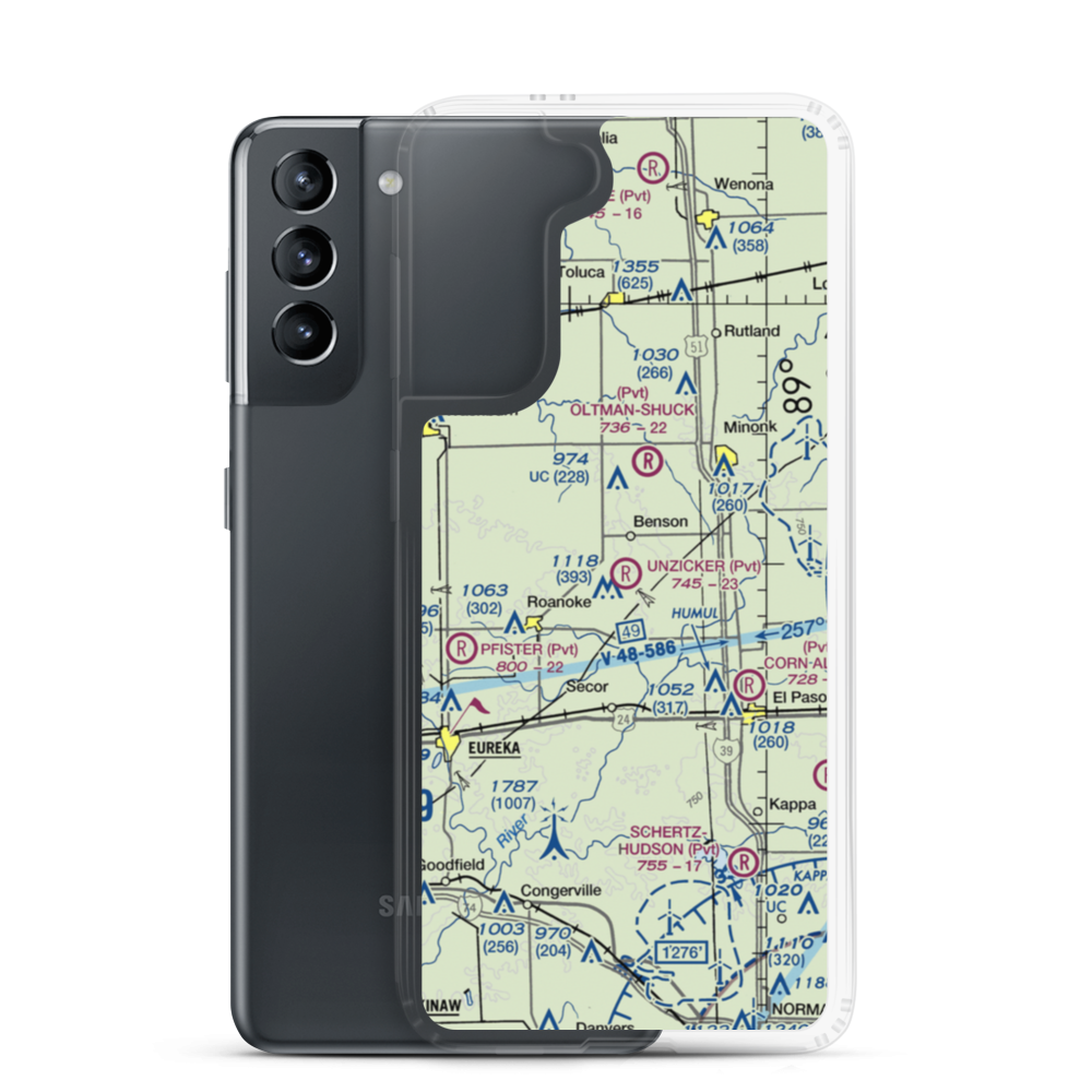 Unzicker Airport (4IL9) VFR Sectional Samsung Case Samsung Galaxy S21 model shown