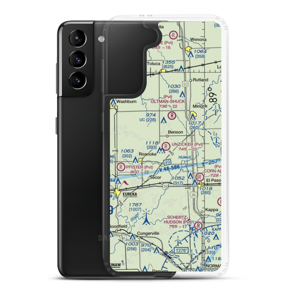 Unzicker Airport (4IL9) VFR Sectional Samsung Case Samsung Galaxy S21 Plus model shown