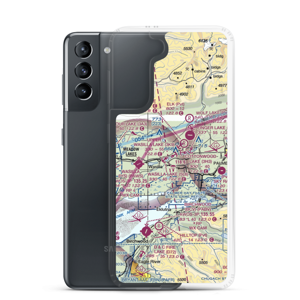 Upper Wasilla Lake Seaplane Base (3K9) VFR Sectional Samsung Case Samsung Galaxy S21 model shown
