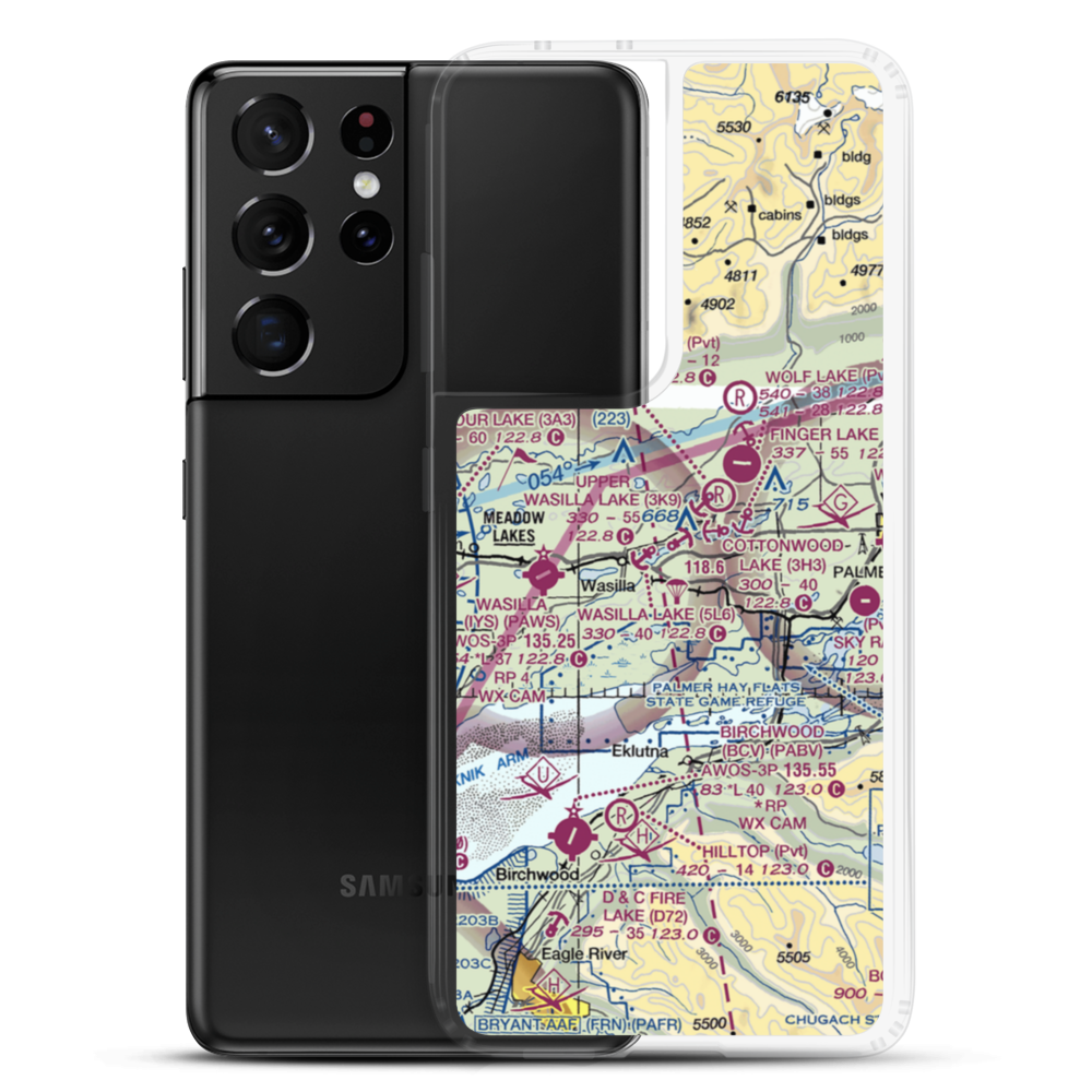 Upper Wasilla Lake Seaplane Base (3K9) VFR Sectional Samsung Case Samsung Galaxy S21 Ultra model shown